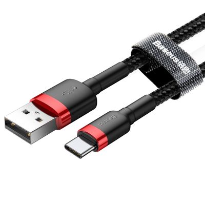 3. Baseus Cafule USB-A / USB-C QC 3.0 3A Cable 0.5 m - Black and Red