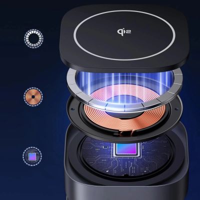 9. Ugreen W702 3in1 inductive charger with MagSafe / Qi2 and USB-C port for phone / headphones - black