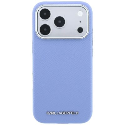 3. Karl Lagerfeld Grained Elongated Logo MagSafe Case for iPhone 17 Pro Max / 18 Pro Max - Blue