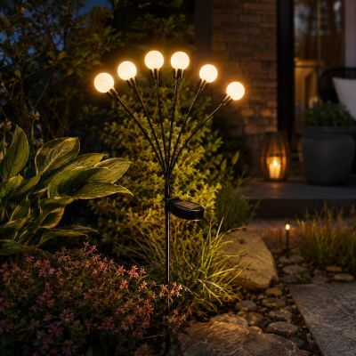 6. SOLAR LAMP DANCING IN THE WIND WHITE BALLS 6 LED 75CM XXL