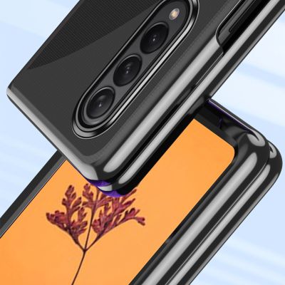 5. Plating Case case for Samsung Galaxy Z Fold 4 cover with a metallic frame blue