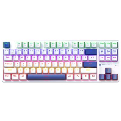 6. Machenike K500B-B87 Wired Mechanical Gaming Keyboard with Backlight, Red Switch - White