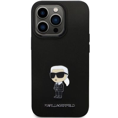 3. Karl Lagerfeld KLHCP14LSMHKNPK case for iPhone 14 Pro - black Silicone Ikonik Metal Pin