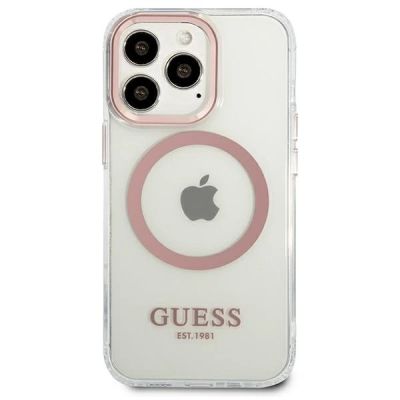 3. Guess Metal Outline MagSafe Case for iPhone 13 Pro / iPhone 13 - Pink