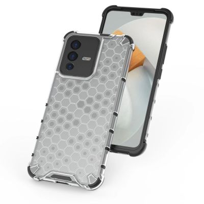 13. Honeycomb case armored cover with a gel frame for Vivo V23 5G transparent