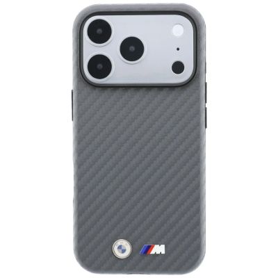 3. BMW M Carbon Metal Logo MagSafe Case for iPhone 17 Pro / 18 Pro - Gray