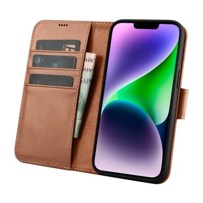 3. iCarer Wallet Case 2in1 Cover iPhone 14 Plus Anti-RFID Leather Flip Case Brown (WMI14220727-BN)
