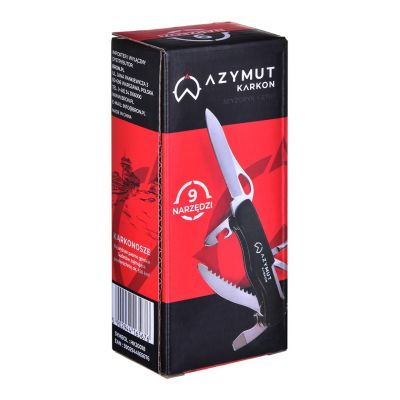 6. AZYMUT Karkon pocket knife - 9 tools + holster, 113 mm black (HK20018)