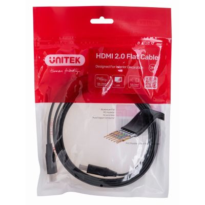 UNITEK HDMI 2.0 CABLE 4K60HZ, FLAT, 2M, C11063BK-2M