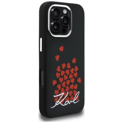 4. Karl Lagerfeld Silicone Heart Sign Logo MagSafe Case for iPhone 16 Pro Max - Black