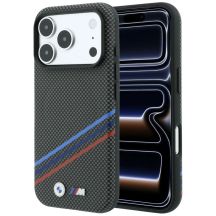 BMW M Quadrille Kevlar Print Tricolor Lines & Metal Logo MagSafe Case for iPhone 18 Pro Max / 17 Pro Max - Dark Gray