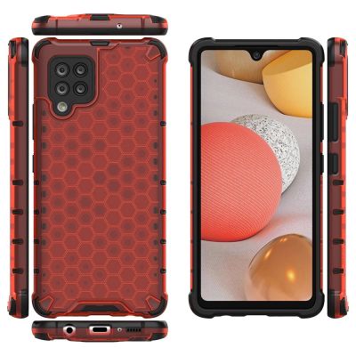 2. Honeycomb Case armor cover with TPU Bumper for Samsung Galaxy A42 5G red