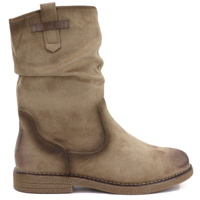 2. Women's insulated ankle boots with a ruffled upper, beige M.Daszyńskie SA296-5