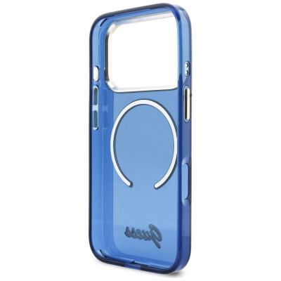 7. Guess IML Script Metal MagSafe Case for iPhone 17 Pro - Blue