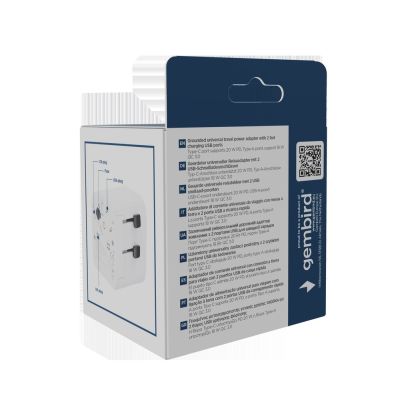 10. GEMBIRD UNIVERSAL GROUNDED TRAVEL ADAPTER 20W, WHITE