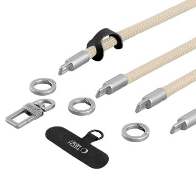3. Tech-Protect C10S Crossbody Phone Lanyard (114 cm) + Wrist Strap (31 cm) - Beige Titanium