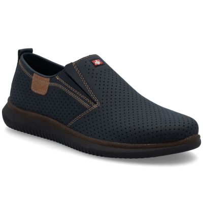 Men's navy blue slip-on shoes Rieker 10452-14