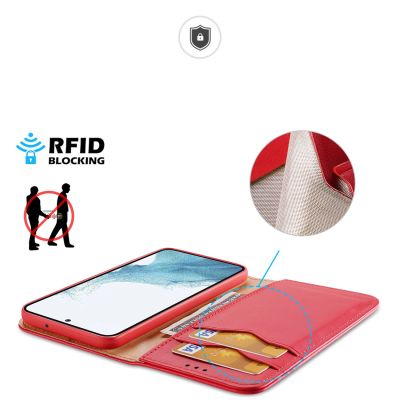 3. Dux Ducis Hivo case Samsung Galaxy S23+ flip cover wallet stand RFID blocking red