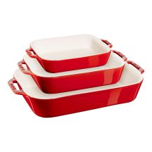 Set of 3 rectangular ceramic dishes STAUB 40508-171-0 - red