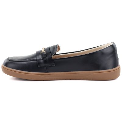 2. Women's leather moccasin shoes, wide, black, Potocki JE19507