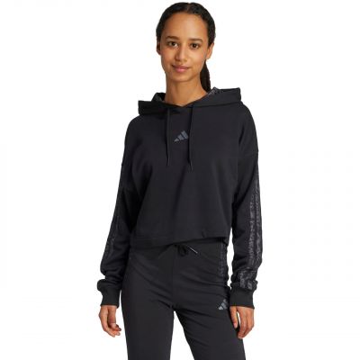 2. adidas Essentials 3 Stripes Print French Terry Hoodie W JC6244