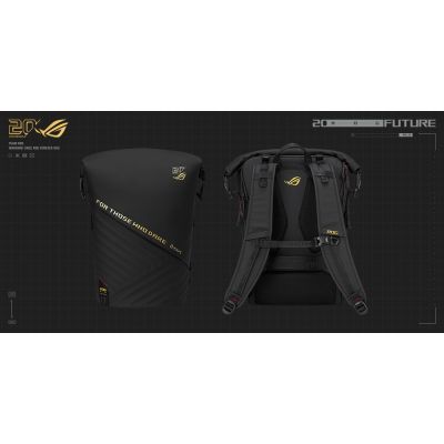 4. ASUS ROG SLASH Backpack Edition 20 Roll-Up Backpack Black Polyester, Waxed Leather (Pull Up)