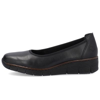 3. Rieker 53755-00 women's leather wedge shoes, comfortable black
