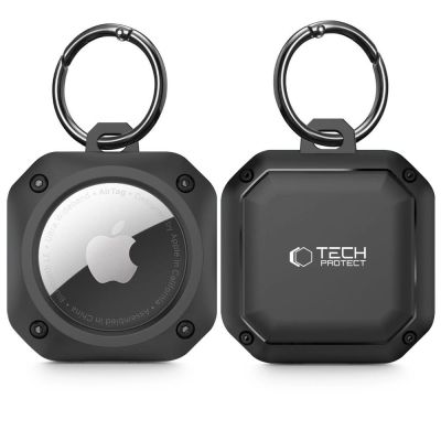 Tech-Protect Rough Pro Case for Apple AirTag 1/2 with Ring - Black