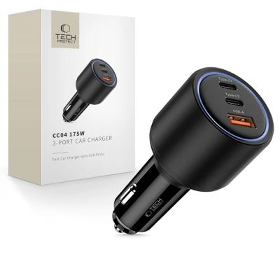 CC04 3-port PD175W car charger - black