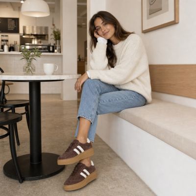 9. Women's brown leather and suede platform shoes Filippo DP6776