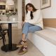 9. Women's brown leather and suede platform shoes Filippo DP6776