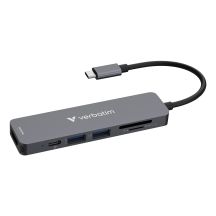 Verbatim 32156 USB 3.2 Gen 1 (3.1 Gen 1) Type-C Hubs and Hubs 5000 Mbit/s Gray