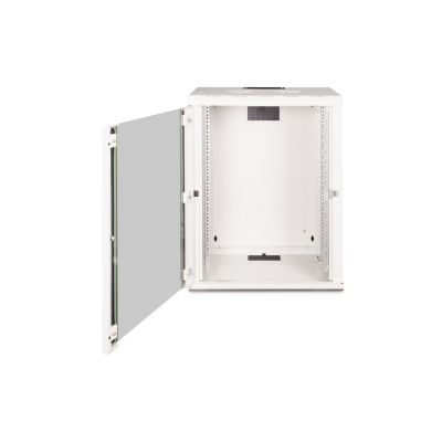 6. Digitus Unique 19" 16U wall-mounted network cabinet 600x450, glass door, gray, undivided, assembled, 100kg