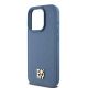 6. DKNY Leather Monogram Pattern Metal Logo MagSafe Case for iPhone 15 Pro - Blue