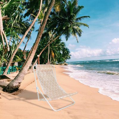 16. FOLDABLE BEACH CHAIR WITH HEADREST, ORANGE