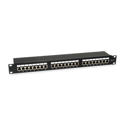 Equipment 19-inch patch panel 24xRJ45 Cat6 FTP 1U 250MHz RAL9005