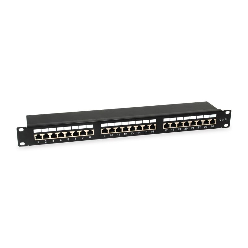Equipment 19-inch patch panel 24xRJ45 Cat6 FTP 1U 250MHz RAL9005