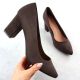 2. Women's chocolate suede pumps with a block heel Sergio Leone PB414