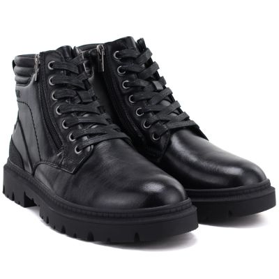 10. Men's leather ankle boots with two zippers, black Big Star UU174242