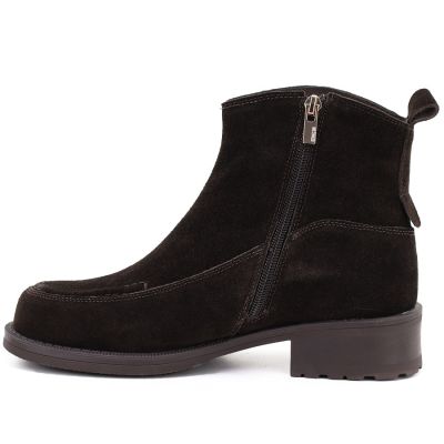 3. Women's leather ankle boots with stitching, chocolate Big Star