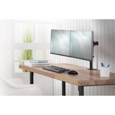 19. DIGITUS DOUBLE DESK MOUNT WITH CLAMP 2XLCD MAX. 32" MAX. LOAD 2X 8KG TILT AND SWIVEL BLACK DA-90400