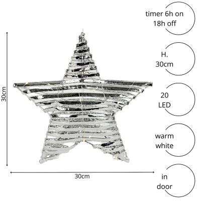 5. DECORATIVE STAR 20 LED 30 CM SILVER