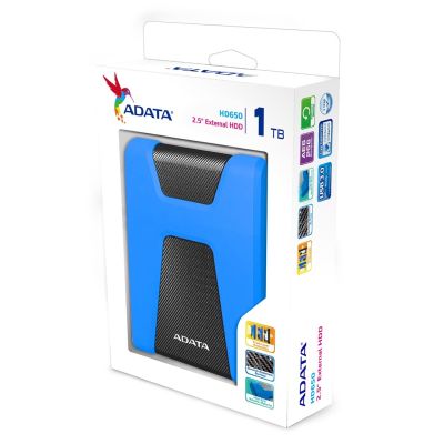 7. External HDD Drive ADATA HD650 (1TB; 2.5"; USB 3.2; blue)
