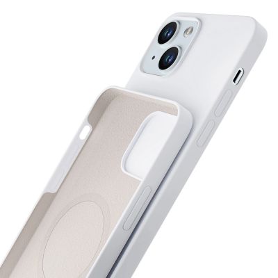 4. 3mk Hardy Silicone MagCase for iPhone 15 - white and silver