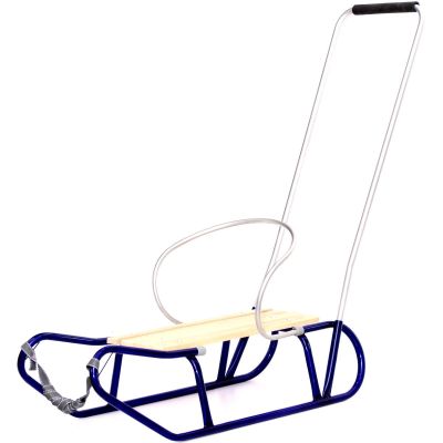 2. TOMEK METAL SLEDGE WITH BACKREST AND PUSHER, BLUE