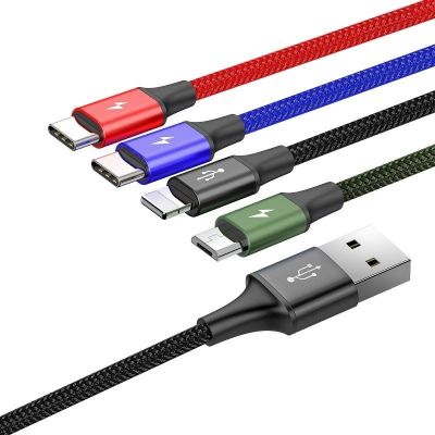 2. Baseus CA1T4-B01 power cable set (USB - Lightning, Micro USB, USB type C; 1.2m; black)