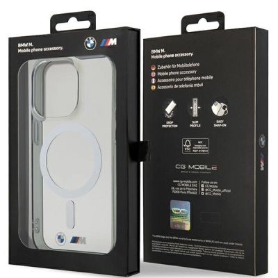 8. Case BMW BMHMP14LHCRS iPhone 14 Pro 6.1" transparent hardcase Silver Ring MagSafe