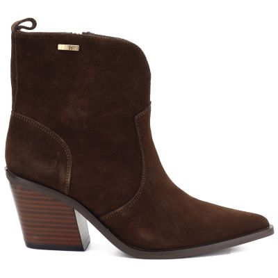 2. Women's leather ankle boots, insulated, brown cowboy boots, Big Star SS274473