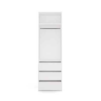 OPENO 1W1P3S WHITE Wardrobe – Modular Rack with Clothes Rail and 3 Drawers