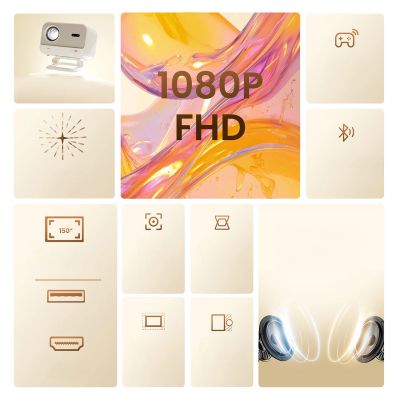 11. Yaber L2 Plus LCD FullHD 1080p Multimedia Projector with JBL Speakers - Beige